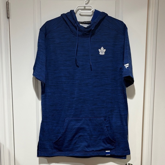 toronto maple leafs Sweaters - Toronto maple leafs Blue Hooded Short-Sleeve Athletic Shirt